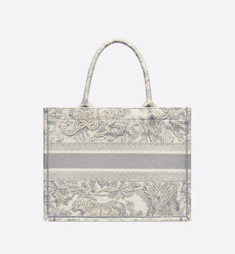MEDIUM DIOR BOOK TOTE Gray Toile de Jouy Embroidery (36 x 27.5 x 16.5 cm)