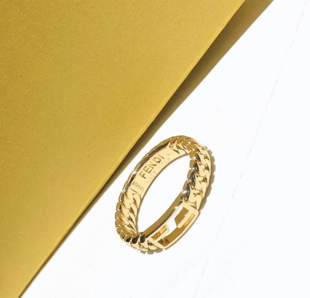 FENDI Simple rope pattern F-shaped stitching ring