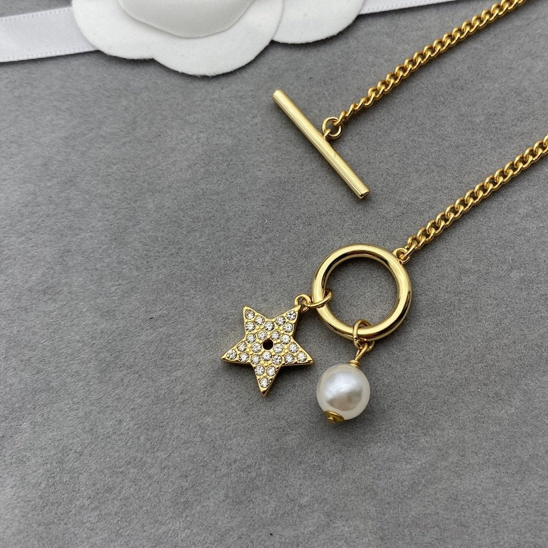 DIOR double-layer pearl star bracelet