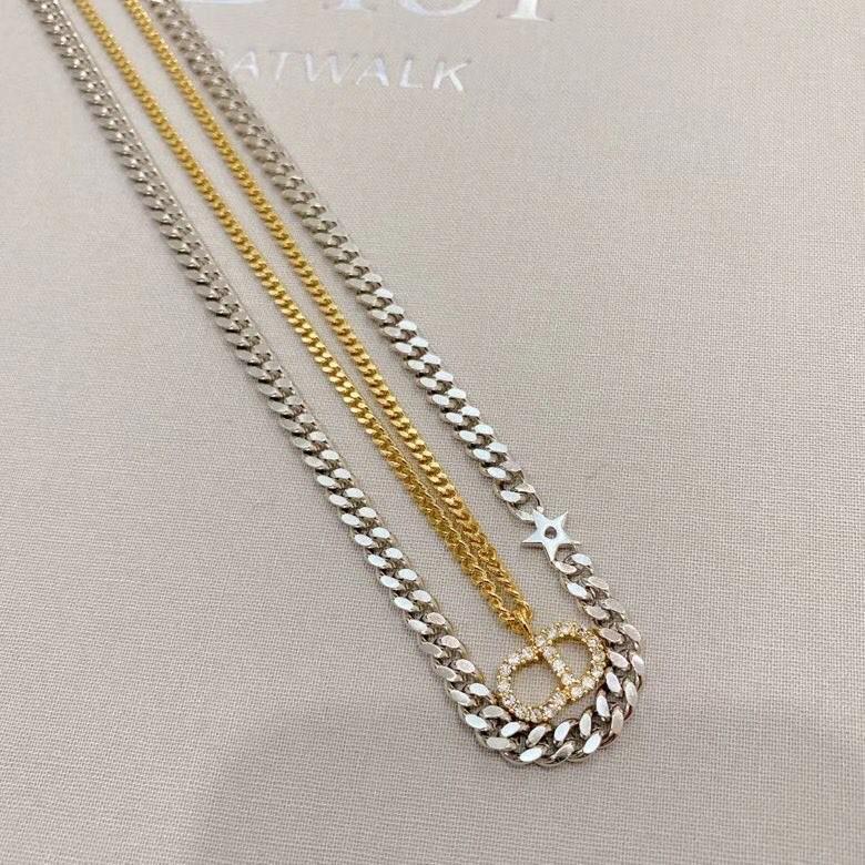DIOR Letters, Stars, Gold And Silver Two-Tone Necklace