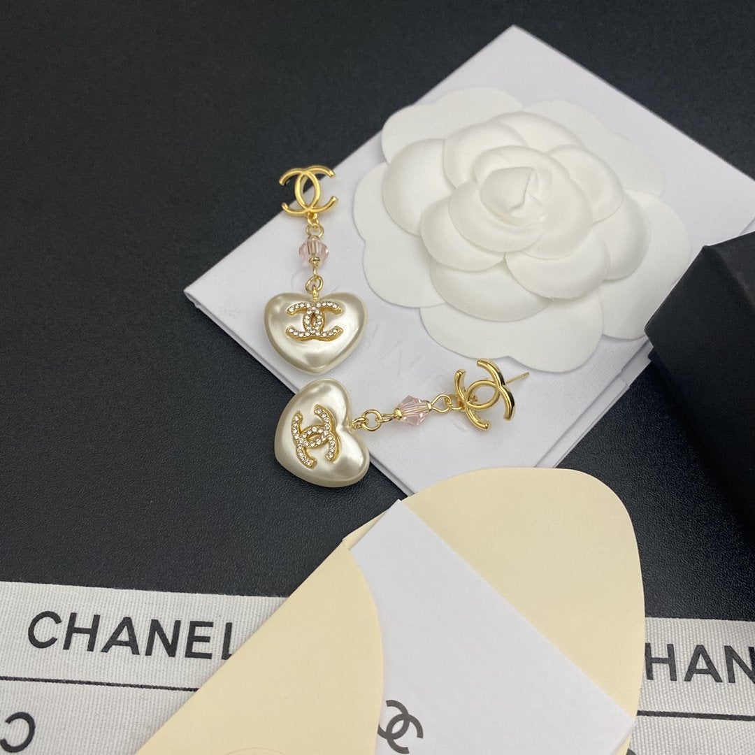CHANEL Exquisite Double C Rhinestone Pendant Earrings