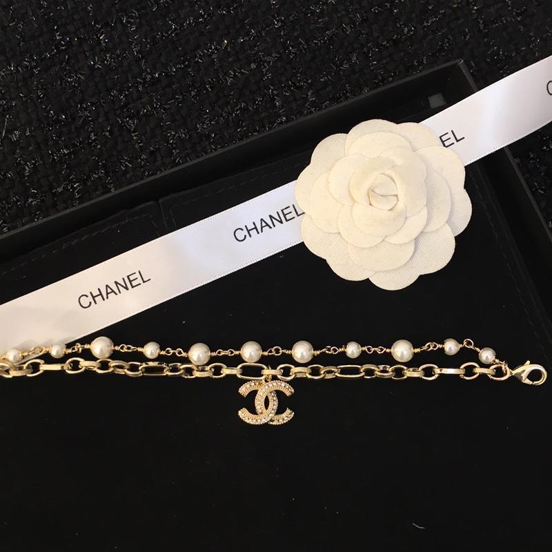 CHANEL Fashion Pearl Crystal Bracelet