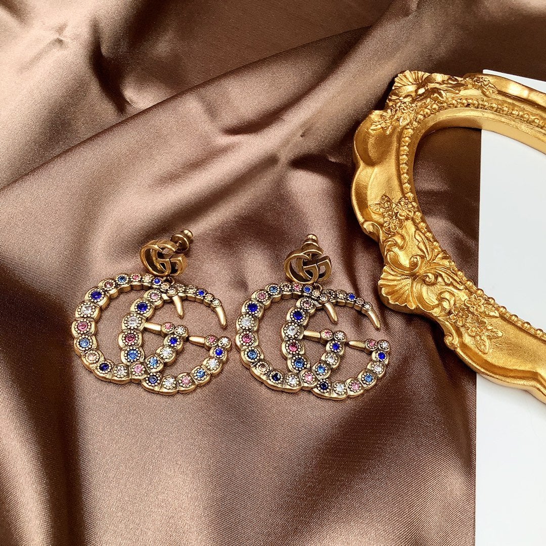 GUCCI Retro Full Diamond Earrings