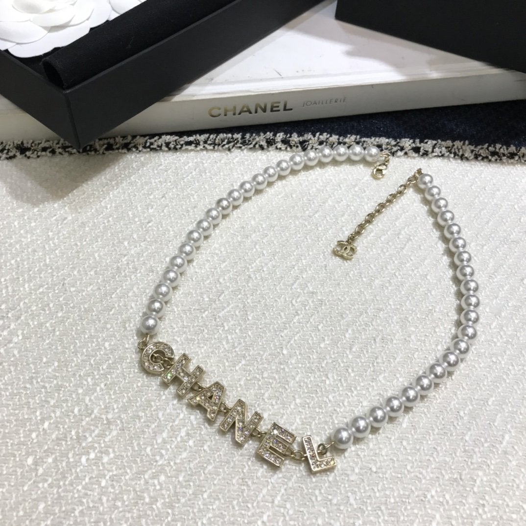 CHANEL New Letter Pearl Necklace