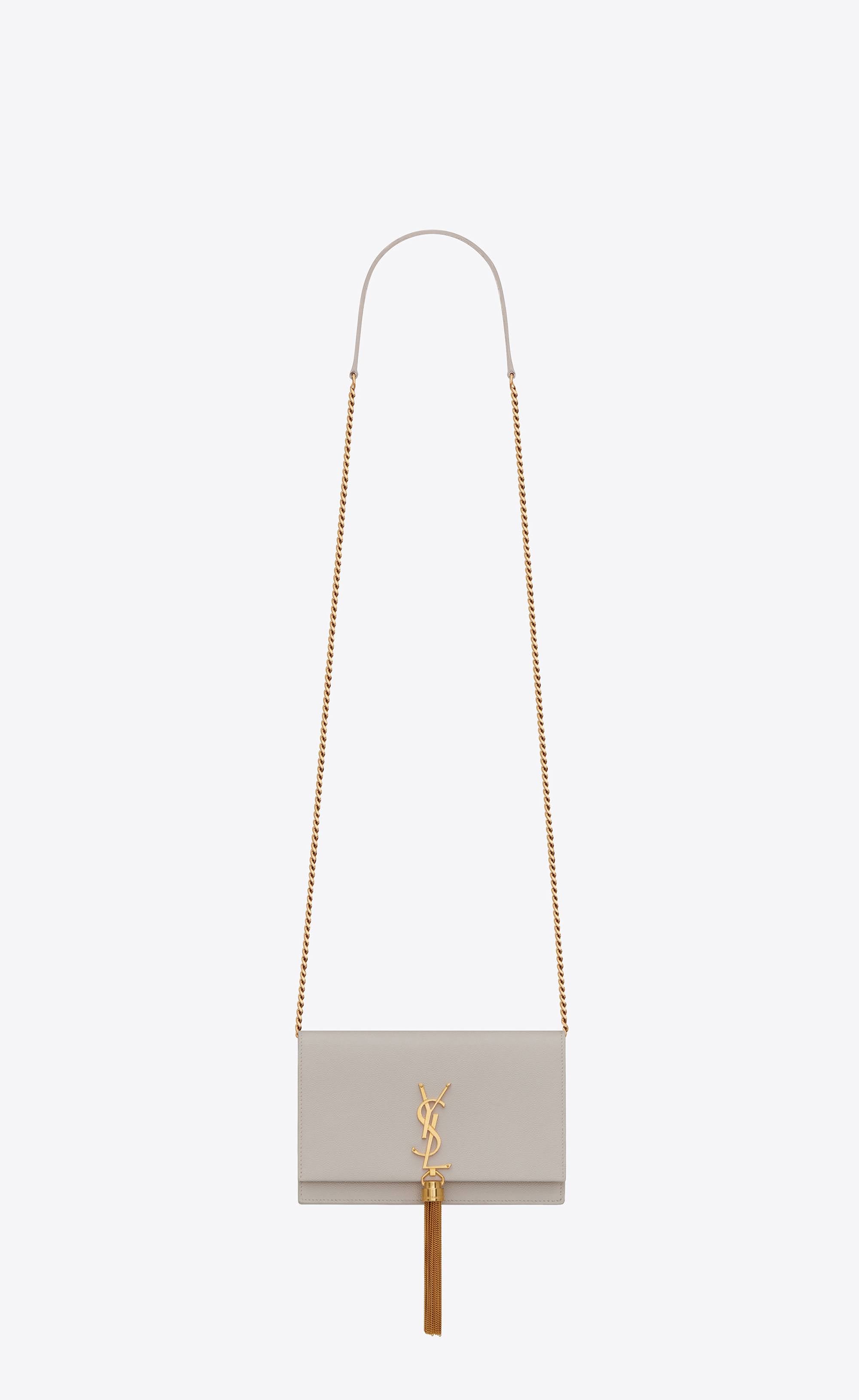 New Trends  Kate Small Chain Bag with Tassel in Crocodile Embossed Shiny Leather