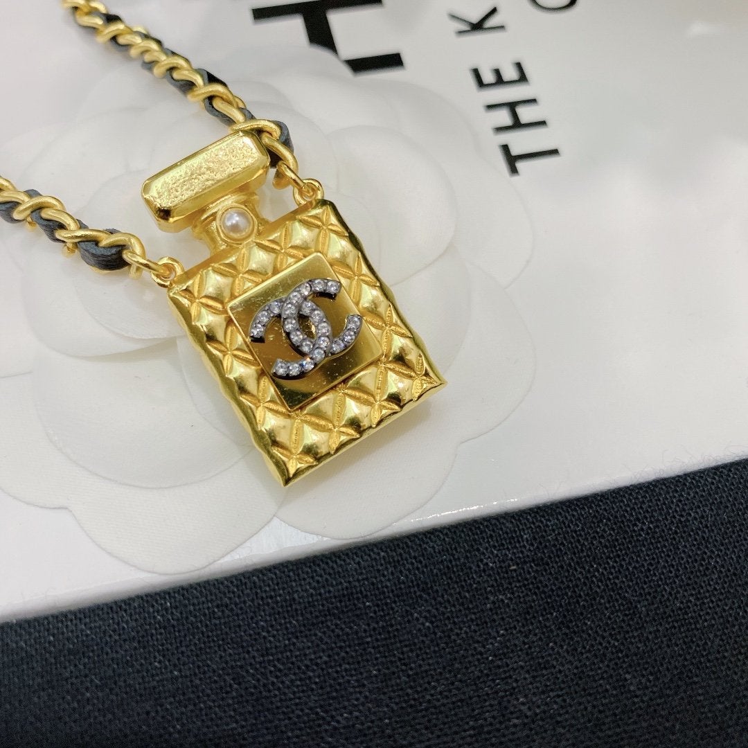 CHANEL Fashion Leather Perfume Bottle Necklace