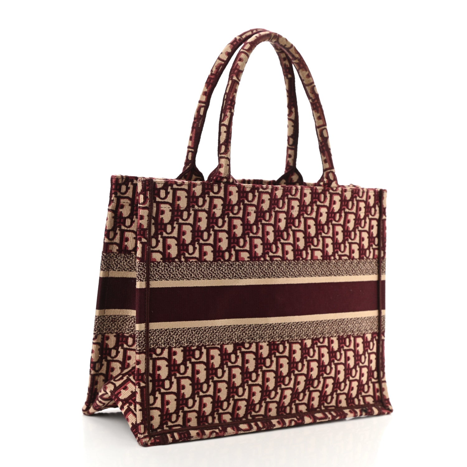 CHRISTIAN DIOR Oblique Medium Book Tote Burgundy Multicolor