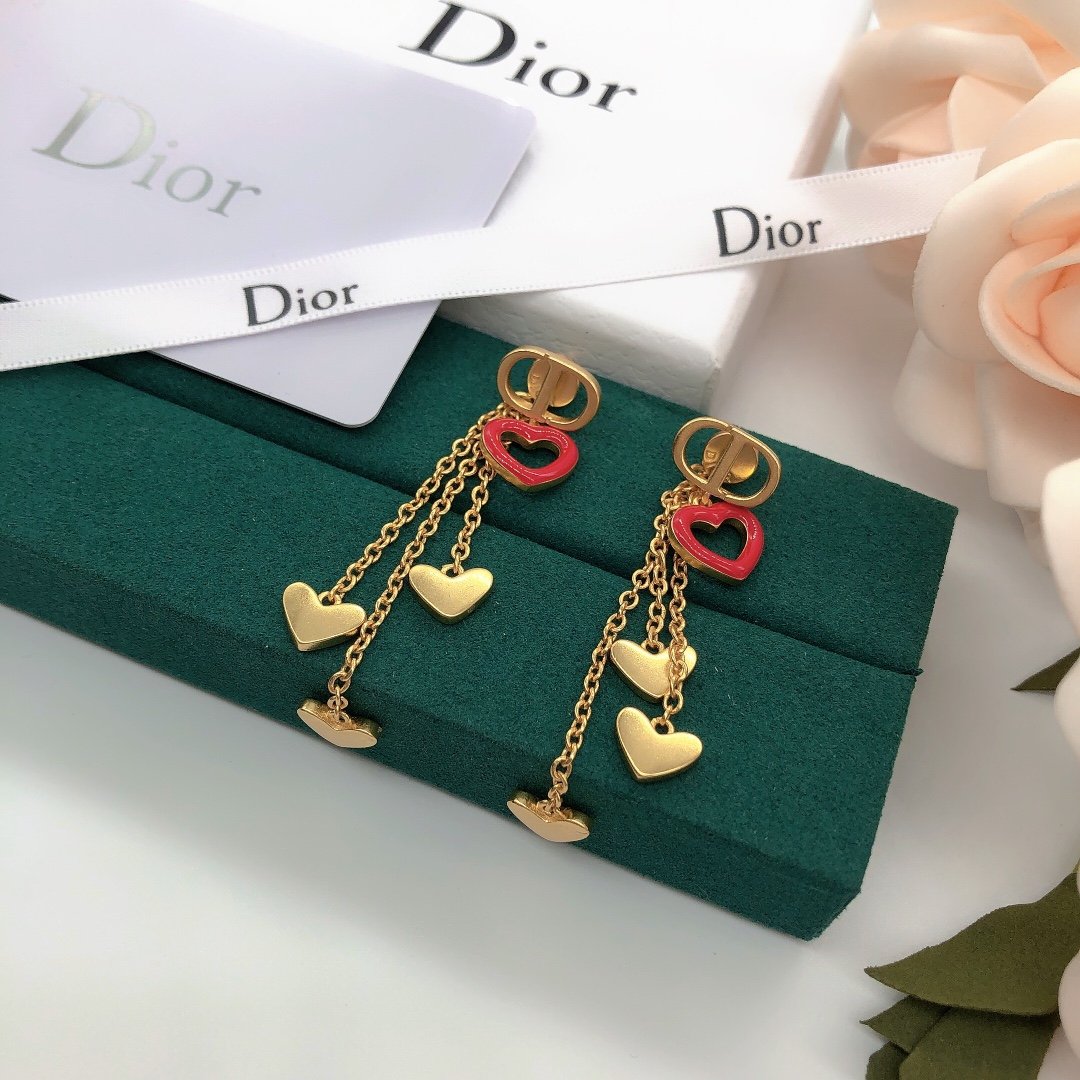 DIOR Fashion love long gold earrings