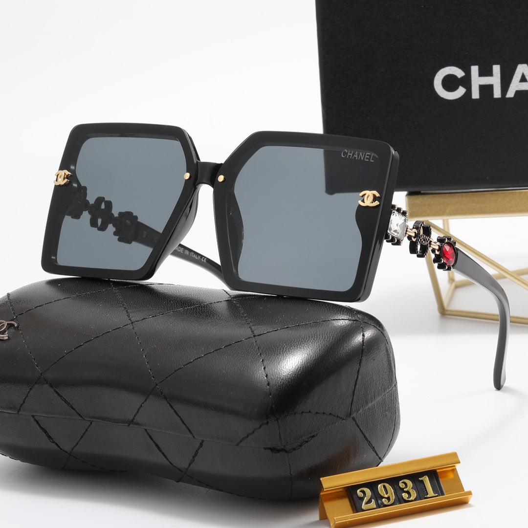 4 colors square frame inlaid rhinestone polarized sunglasses