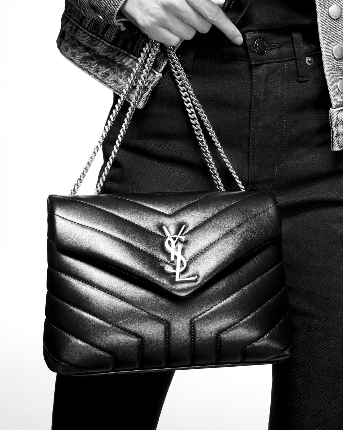 New Trends Loulou Small Chain Bag in Quilted 'Y' Suede