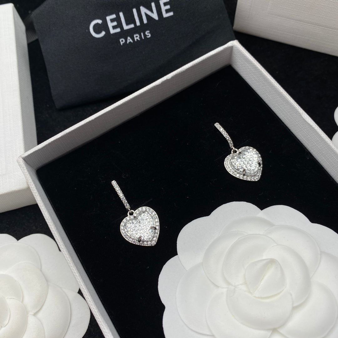 CELINE Silver Lovers Necklace and Bracelet and Stud Earrings