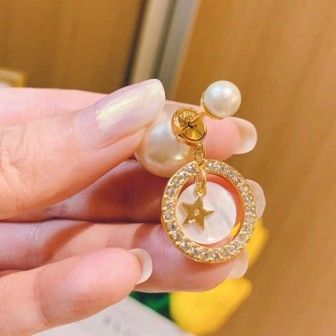 DIOR White Mother-of-pearl Classic Earrings