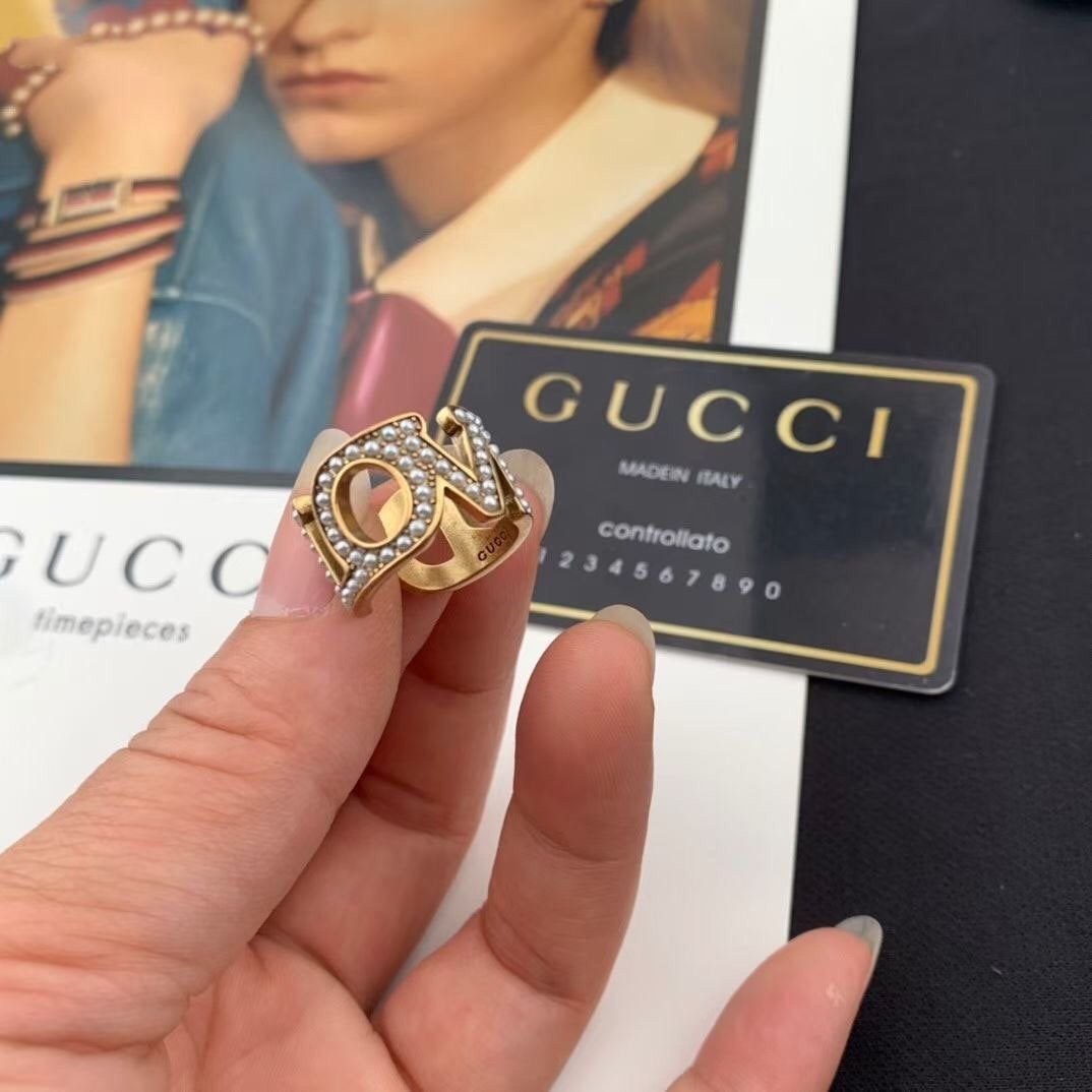 GUCCI luxury pearl open ring