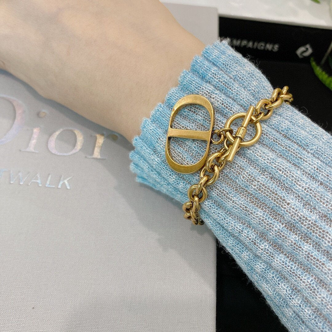 DIOR Gold-finish Metal Bolt Buckle Bracelet/necklace