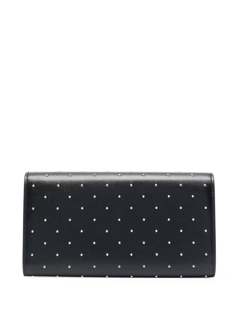 New Trends Kate Monogram Studded Clutch in Black