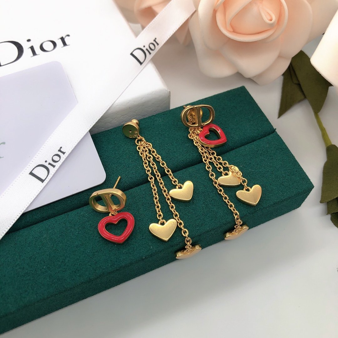 DIOR Fashion love long gold earrings