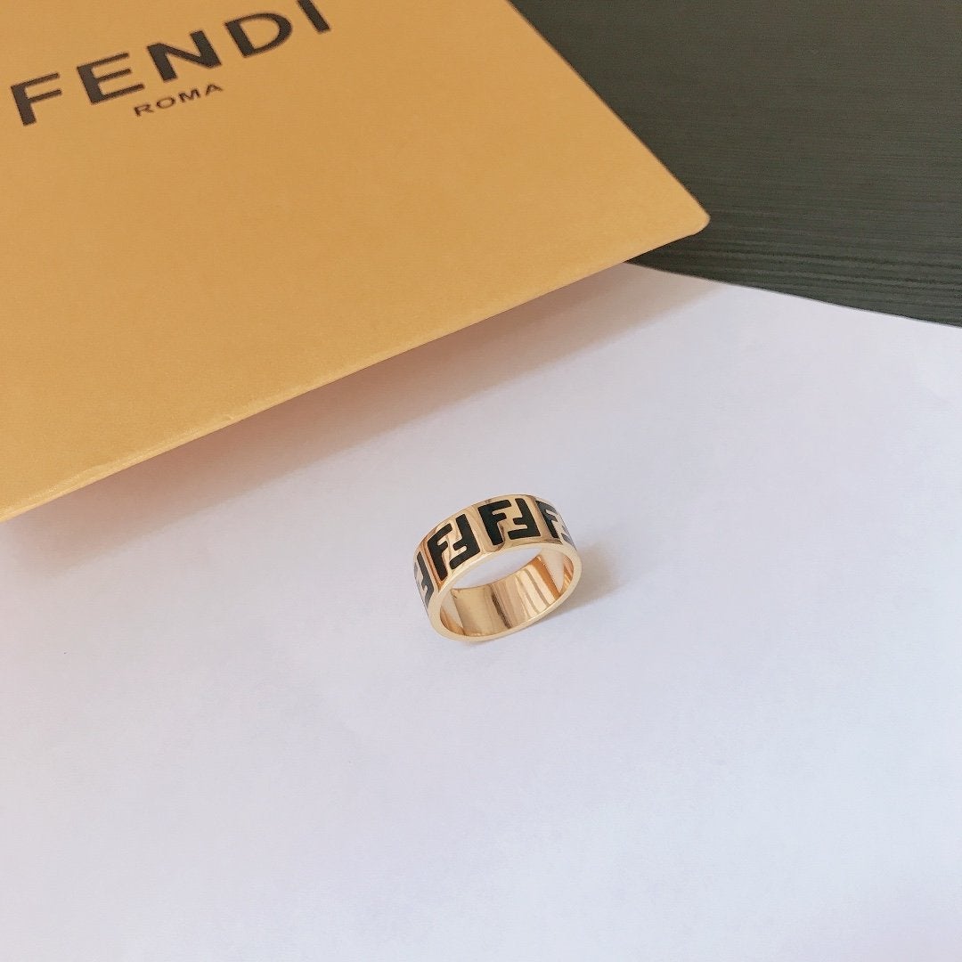 FENDI Fashion F double letter ring