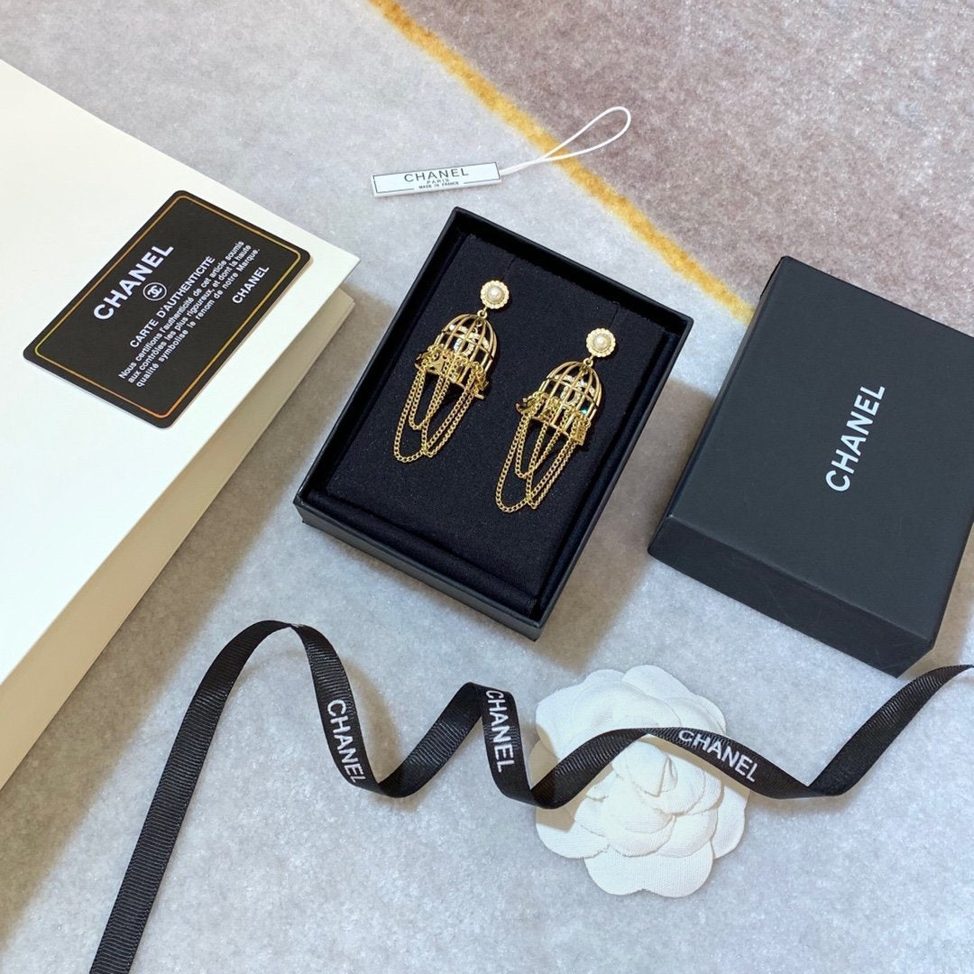 CHANEL Birdcage Tassel Earrings