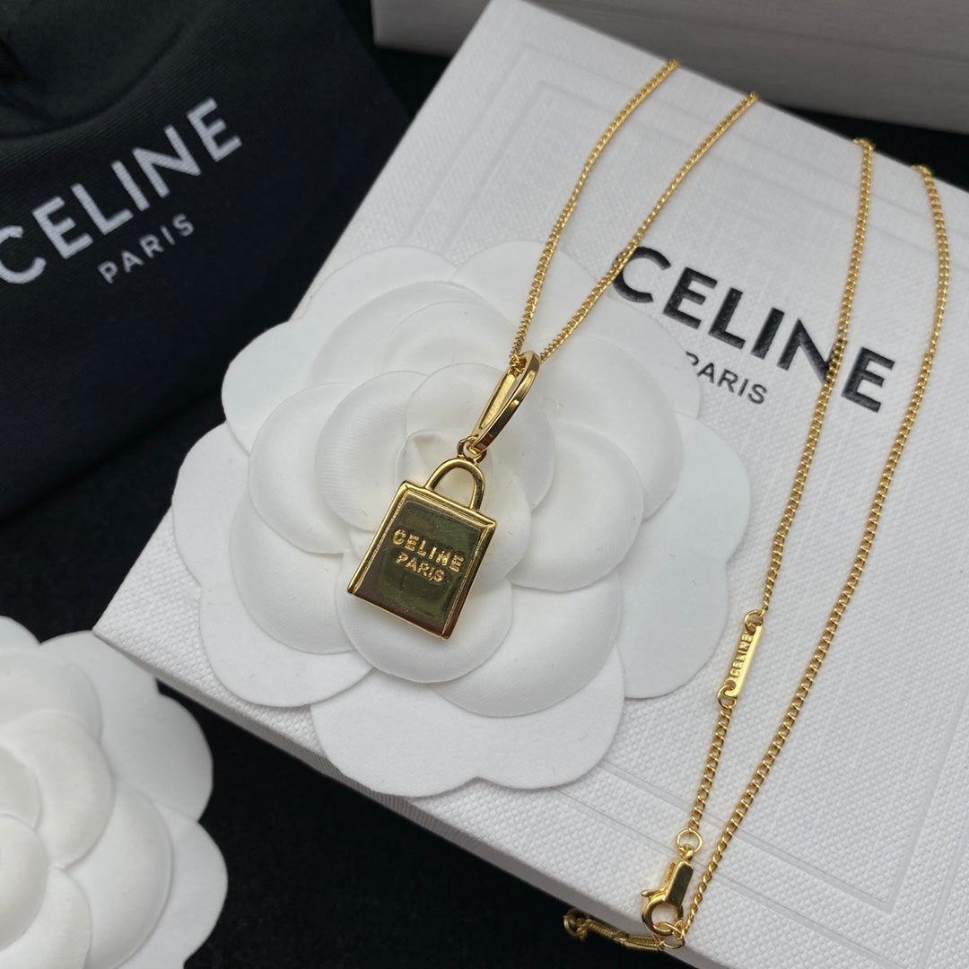 CELINE Gold Necklace and Earrings