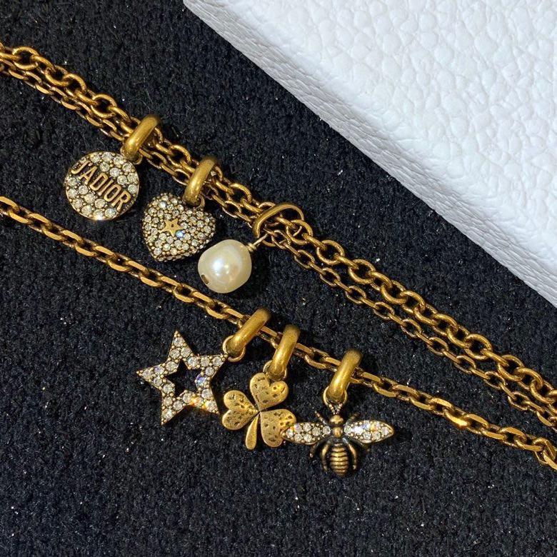 DIOR Crystal Clover Star and Heart Charm Ladies Necklace
