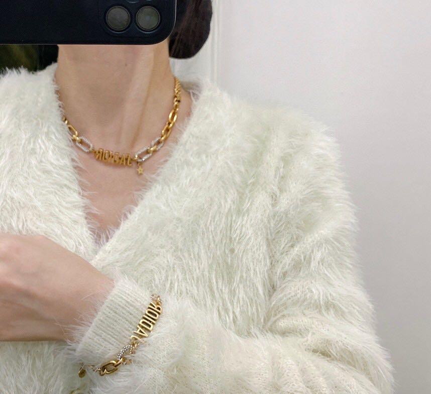DIOR Luxury Rhinestone Letter Necklace