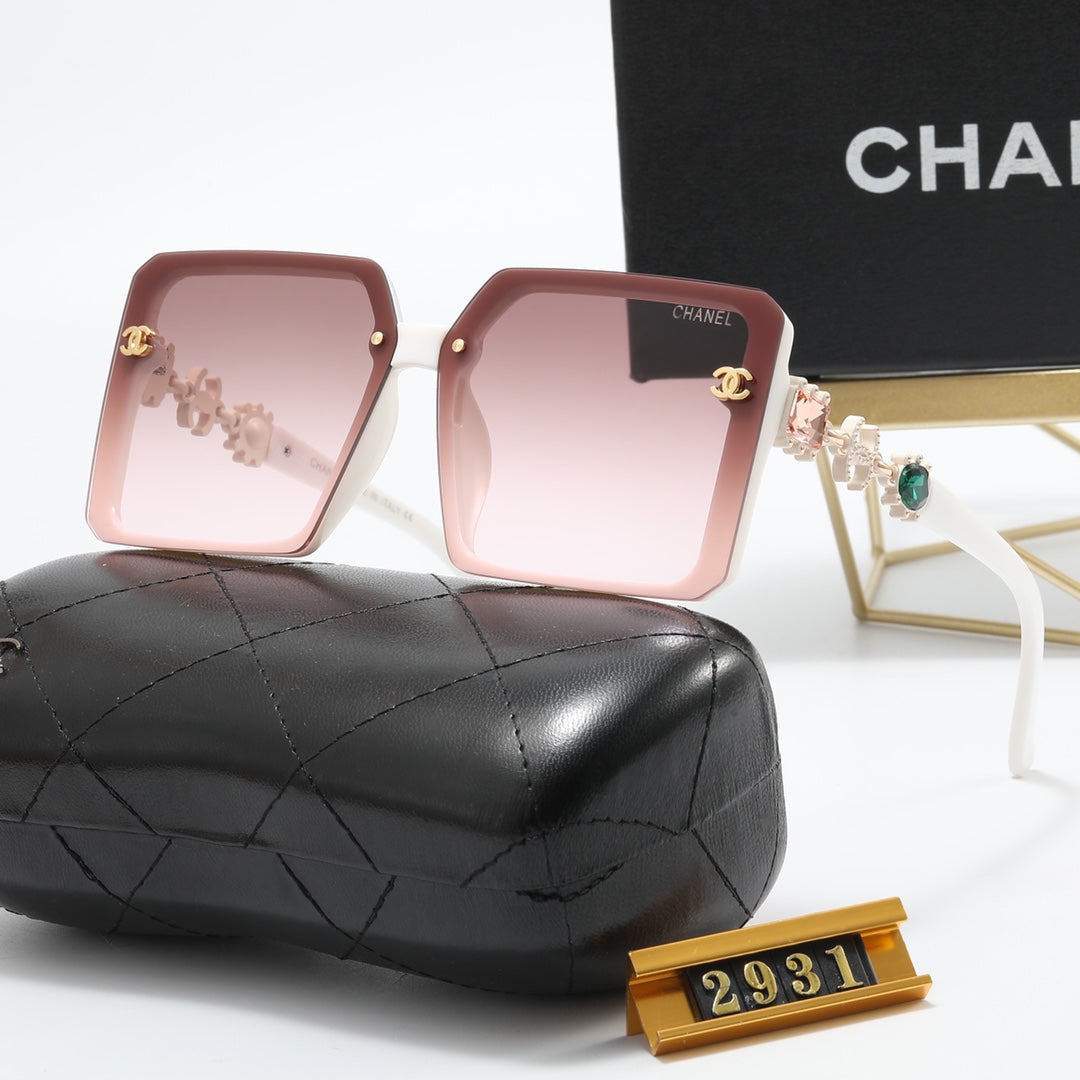 4 colors square frame inlaid rhinestone polarized sunglasses