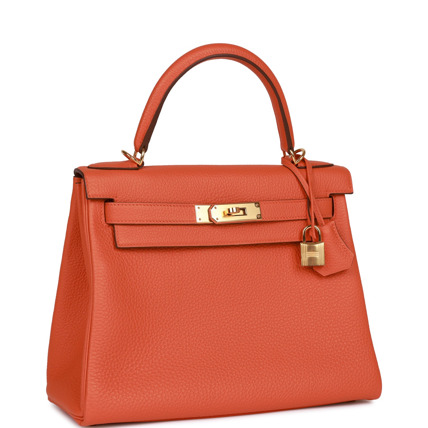 Hermès Kelly Retourne 28 Orange Togo Gold Hardware