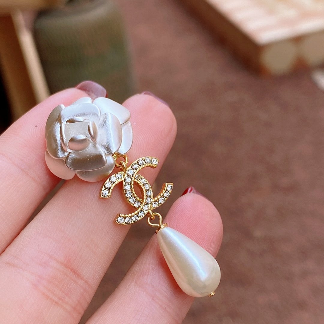 CHANEL Camellia Pearl Earrings