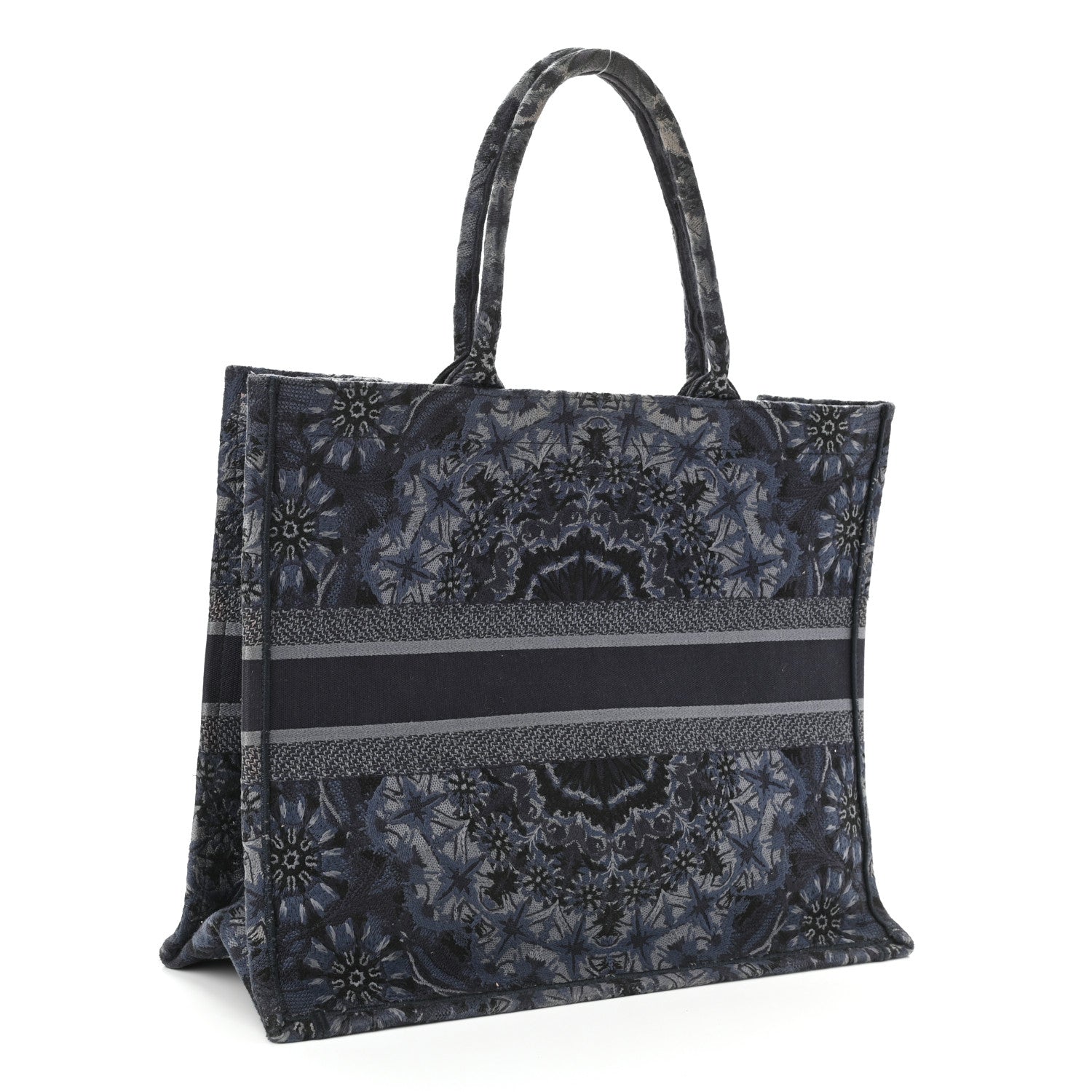 CHRISTIAN DIOR Canvas Embroidered Large KaleiDioroscopic Book Tote Blue