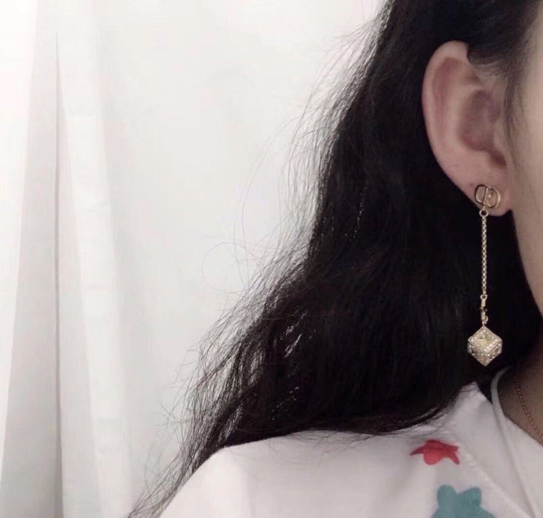 DIOR Luxury Letter Rhinestone Earrings