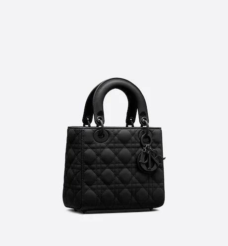 SMALL LADY DIOR MY ABCDIOR BAG Black Ultramatte Cannage Calfskin