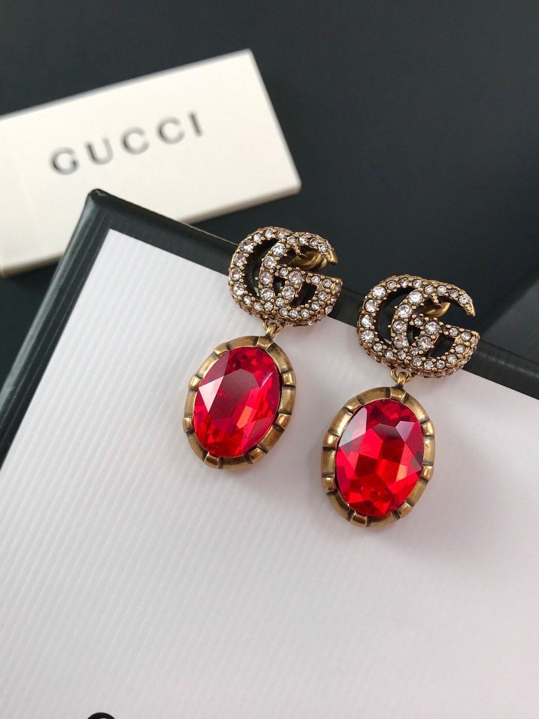 GUCCI 3 Colors Elegant Crystal Earrings