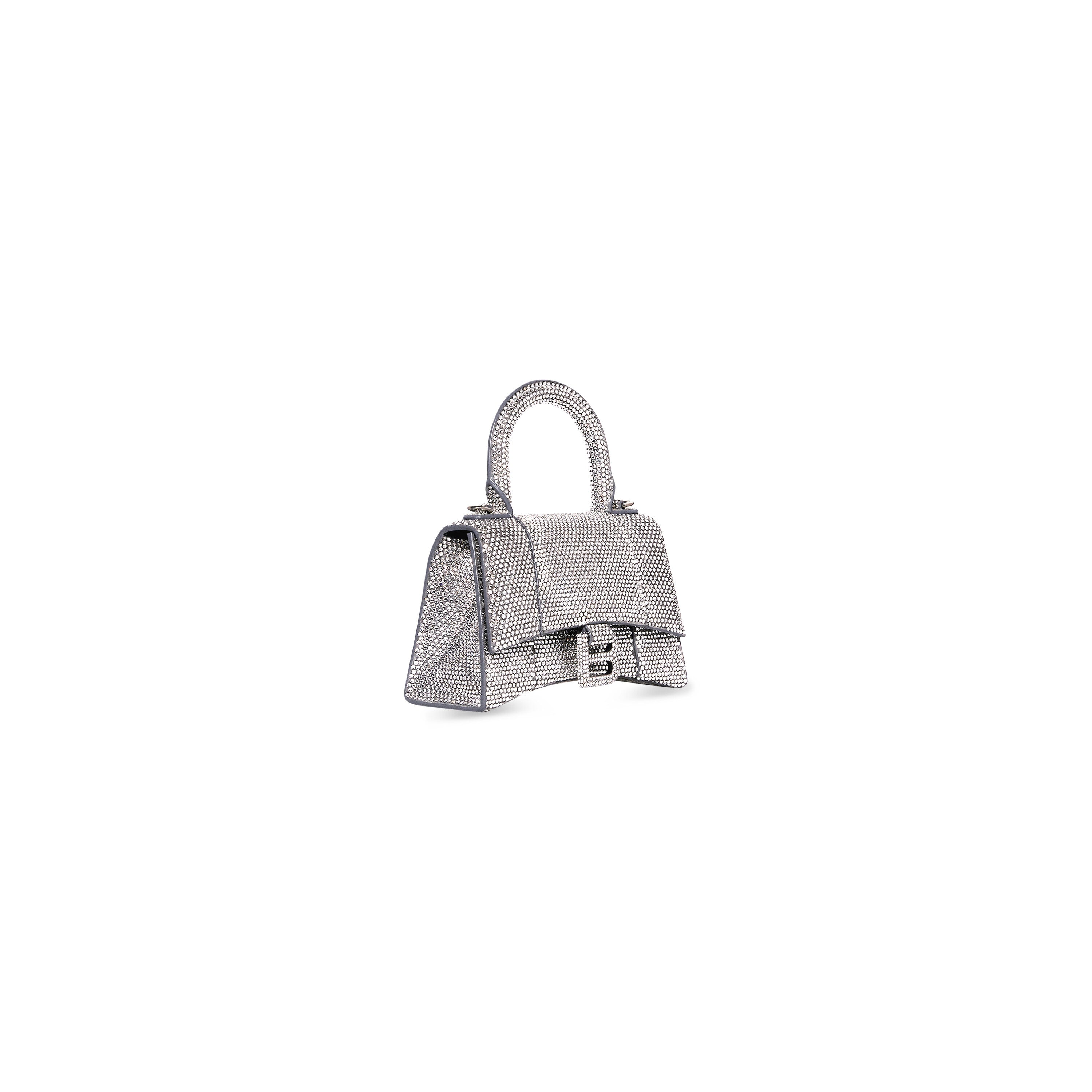 WOMEN'S HOURGLASS XS HANDBAG WITH RHINESTONES IN GREY
