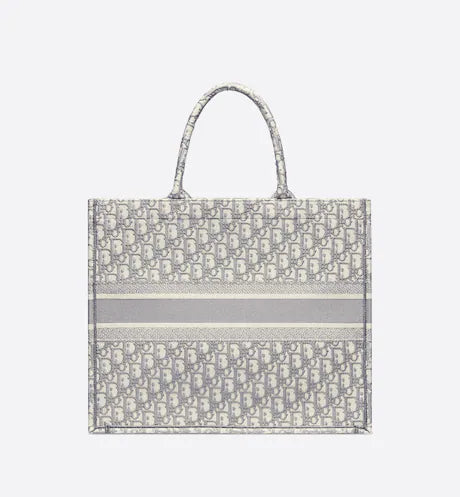 LARGE DIOR BOOK TOTE Gray Dior Oblique Embroidery (42 x 35 x 18.5 cm)