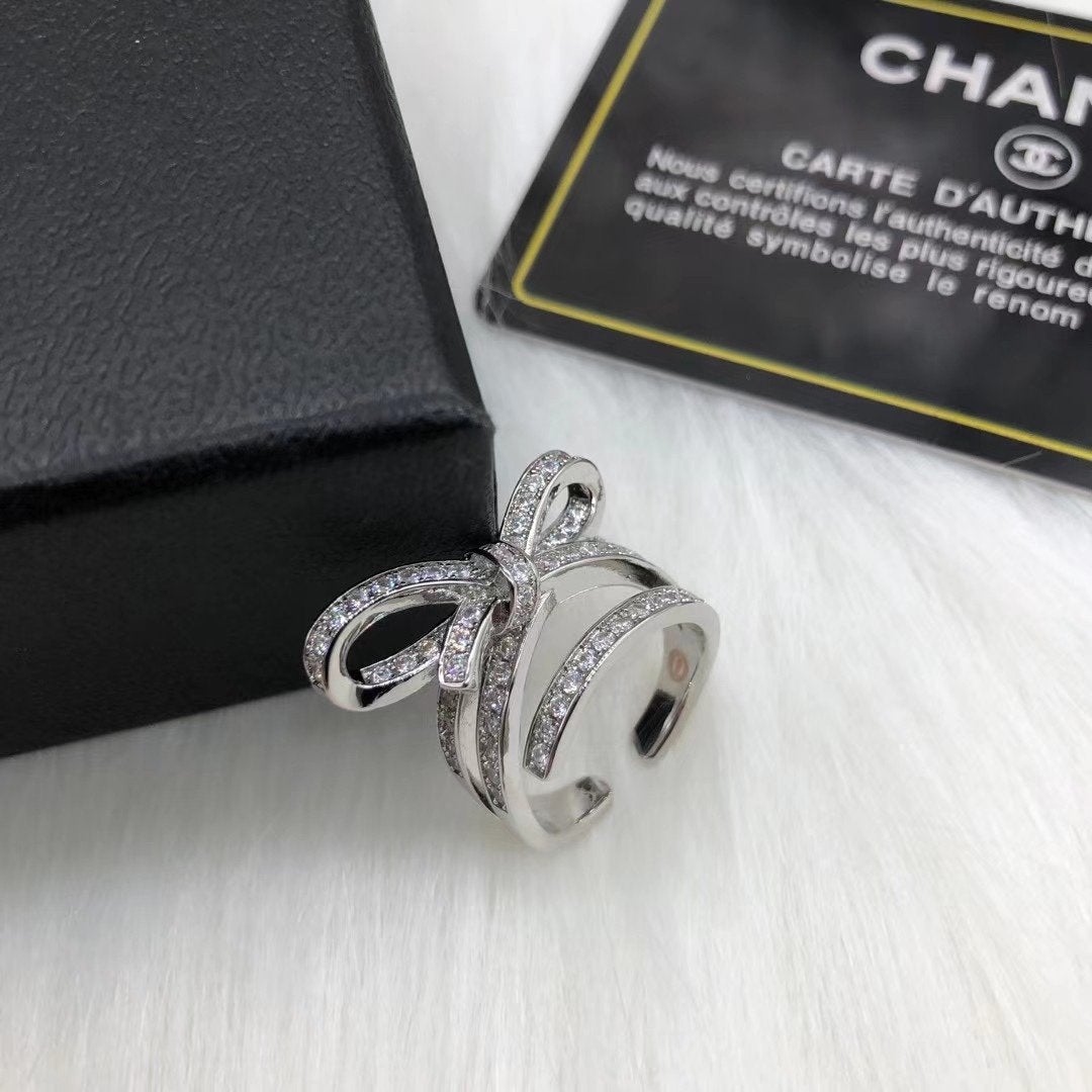 CHANEL Fashion Crystal Open Ring