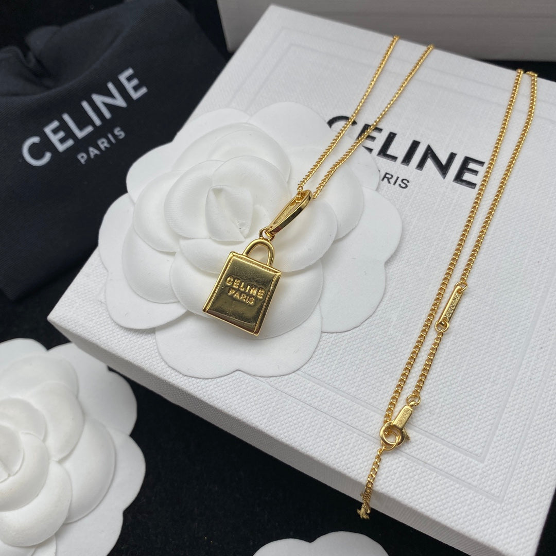 CELINE Gold Necklace and Earrings