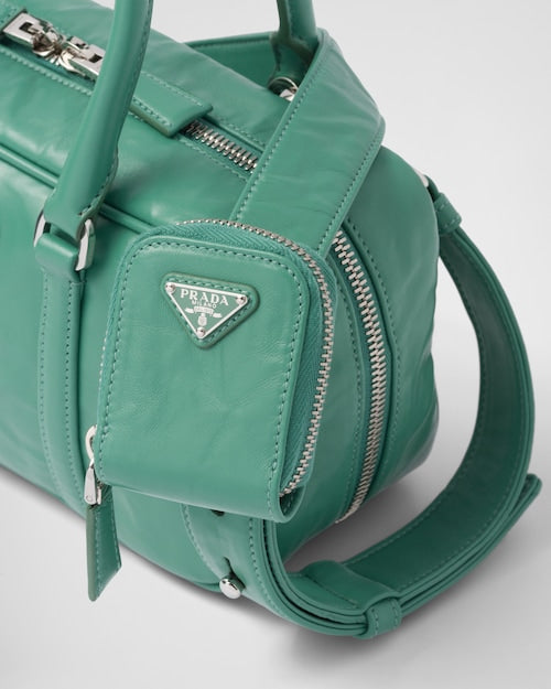 Prada Small antique nappa leather top handle bag - Sage Green