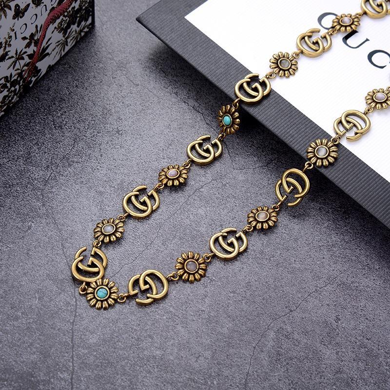 GUCCI Vintage Sunflower Double G Necklace