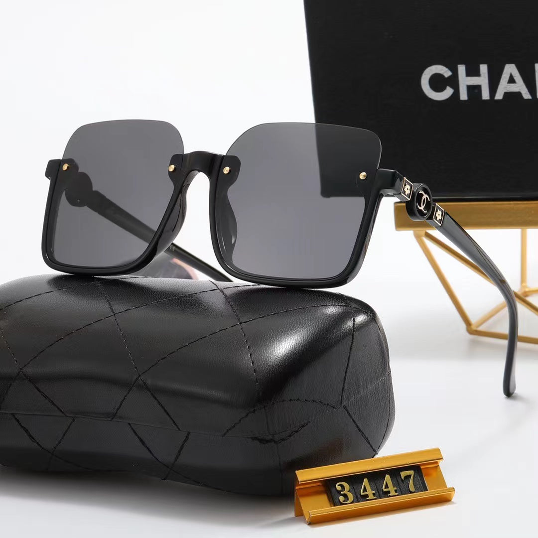 5-color fashion double C half-frame floral pattern temple polarized sunglasses