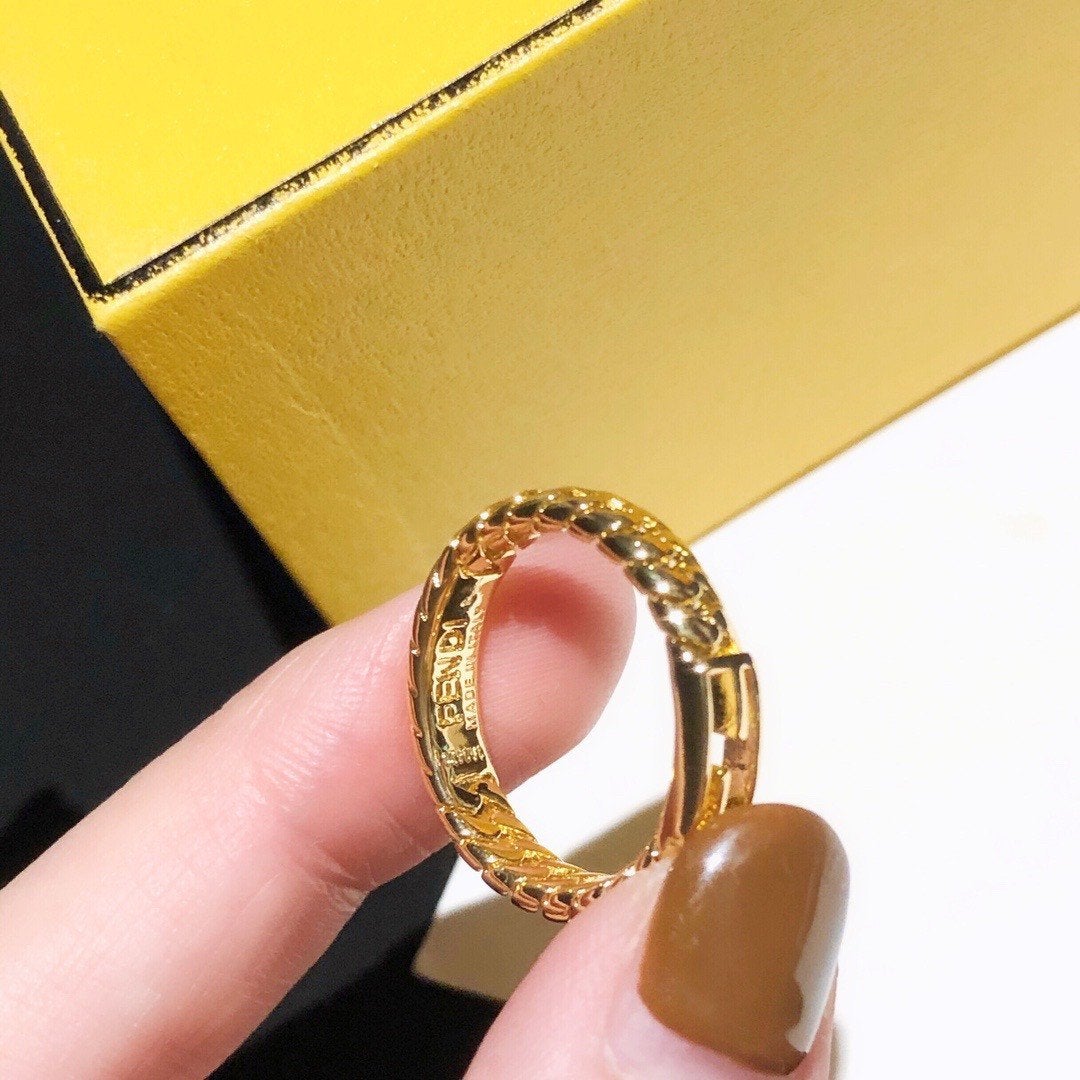 FENDI Simple rope pattern F-shaped stitching ring