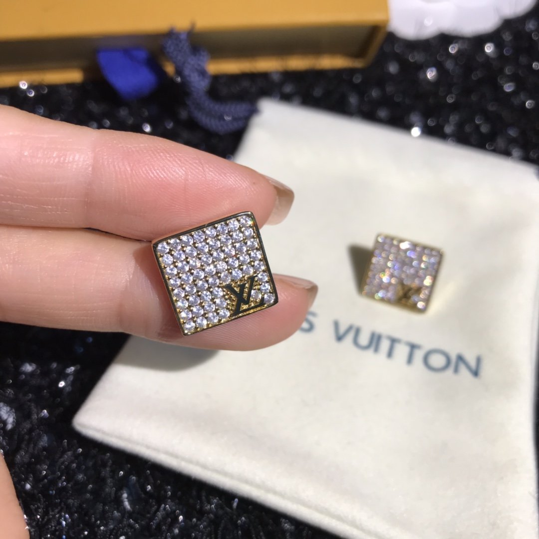 LV Fashion square rhinestone earrings