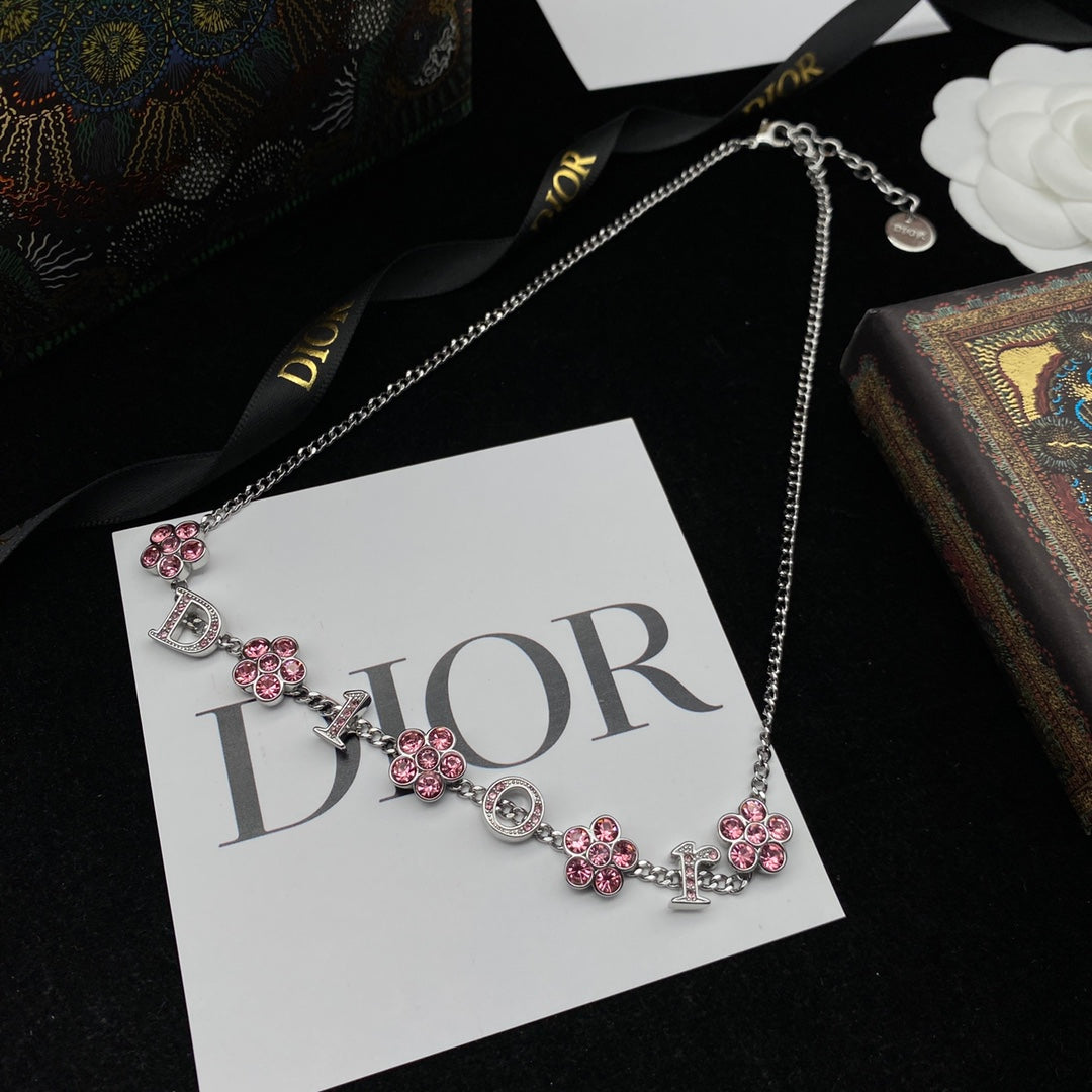 DIOR Pink flower necklace