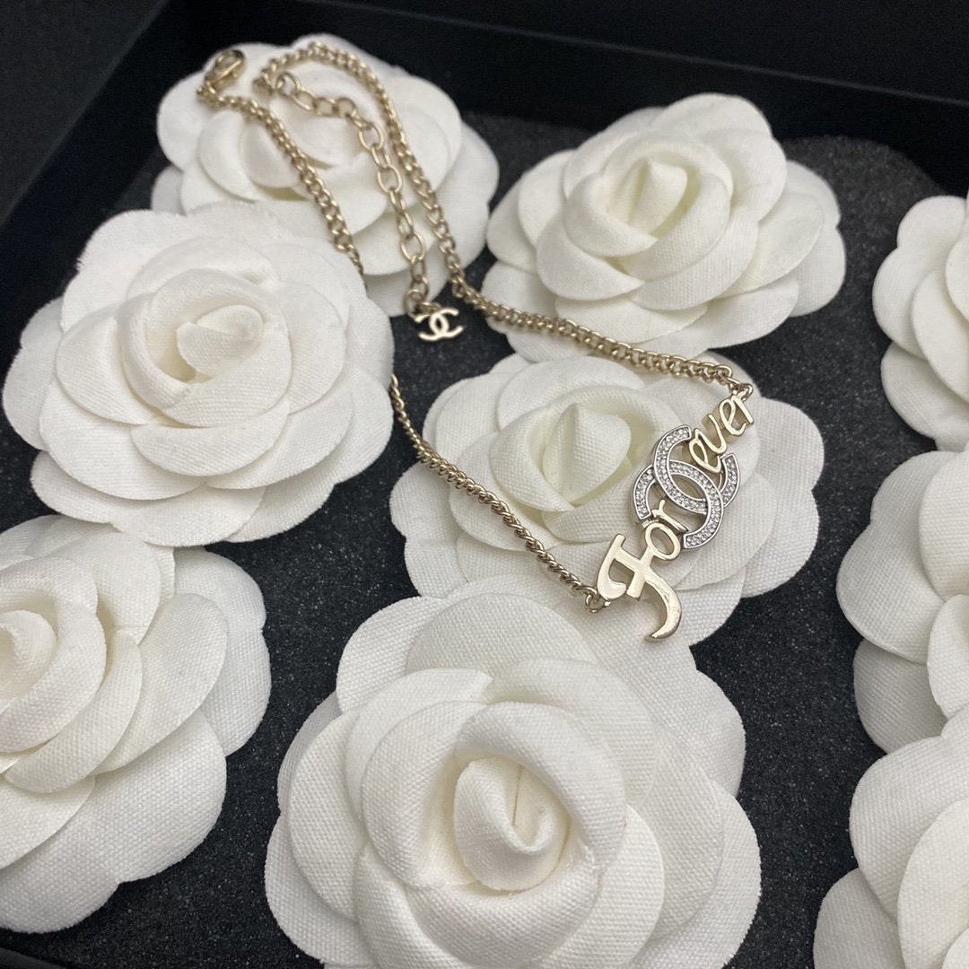 CHANEL Fashion Letter Rhinestone Necklace