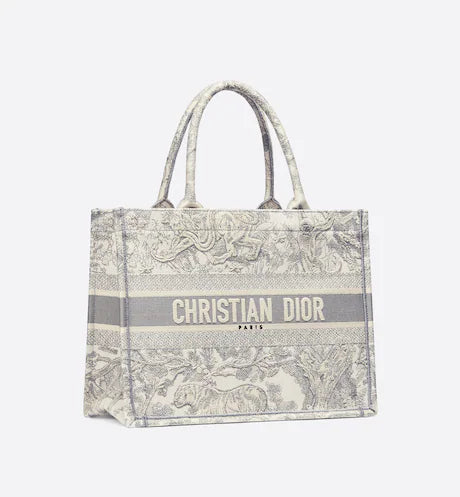 MEDIUM DIOR BOOK TOTE Gray Toile de Jouy Embroidery (36 x 27.5 x 16.5 cm)