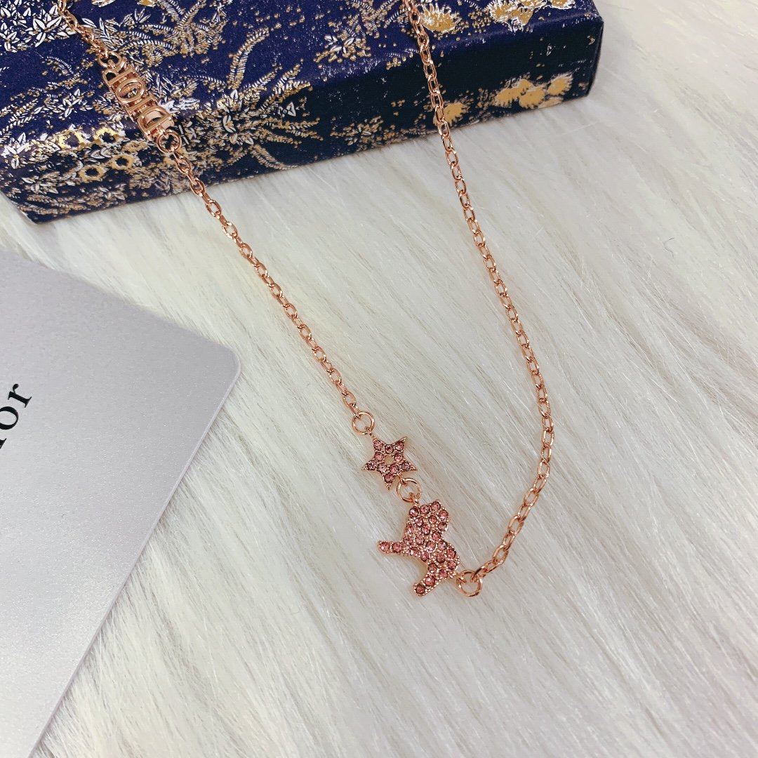 DIOR Luxury Rose Gold Lion Pendant Necklace