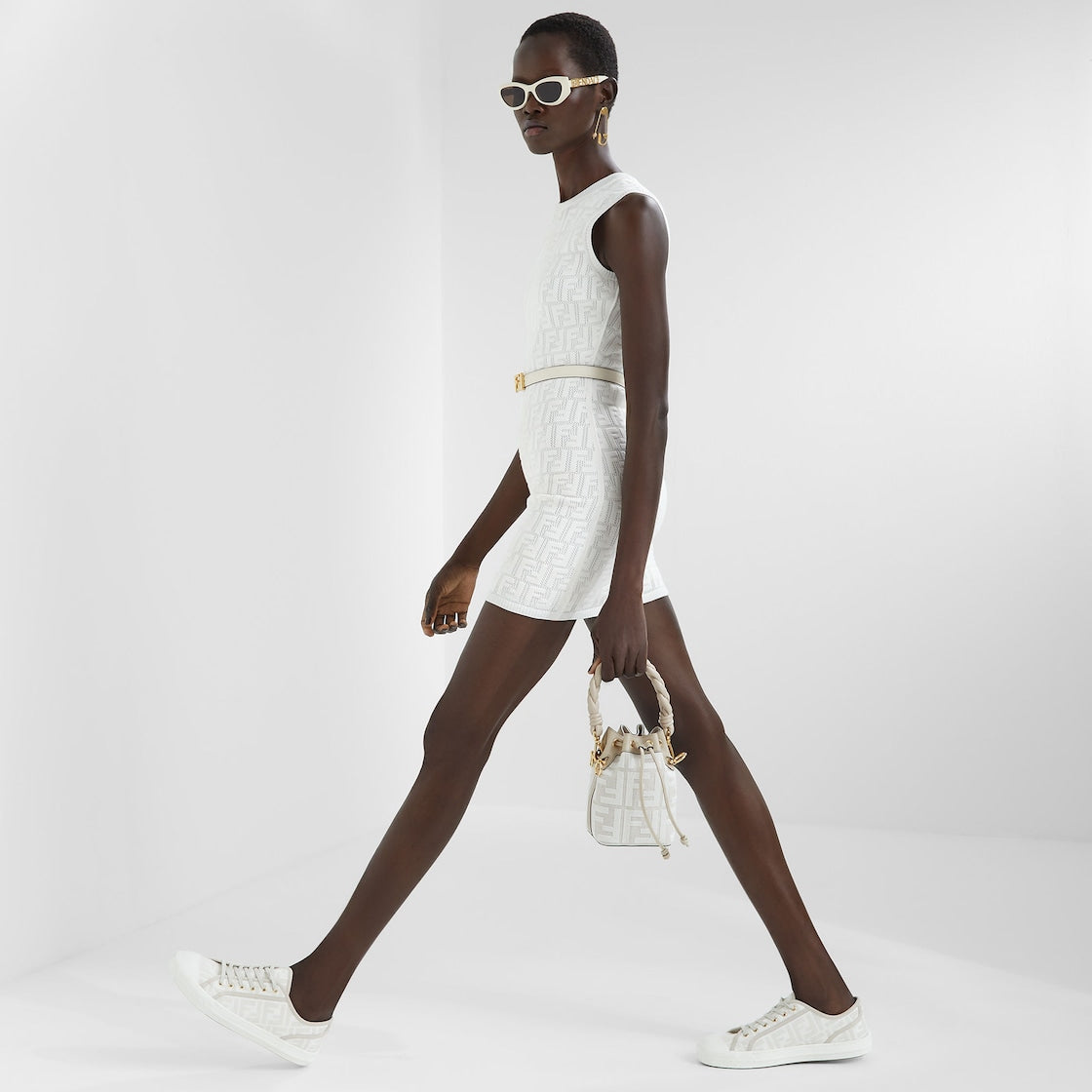 Fendi Mon Tresor White Canvas FF Mini Bag