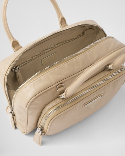 Prada Antique nappa leather multi-pocket top-handle bag - Desert Beige