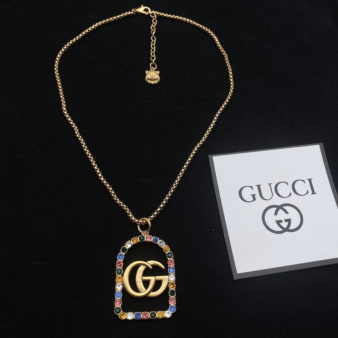 GUCCI French Style Arch Diamond Necklace