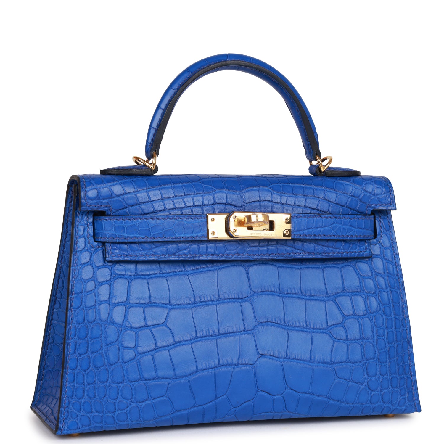 Hermès Kelly Sellier 20 Bleu Royal Matte Alligator Gold Hardware