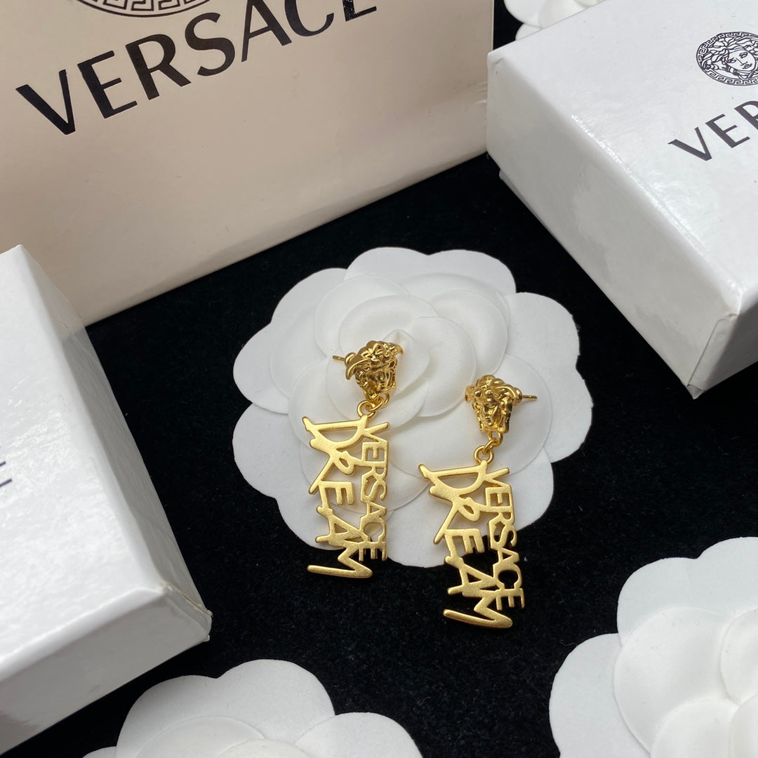 VERSACE Golden Maze Alphabet Stud Earrings